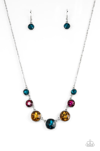 Pampered Powerhouse Multi Blue Pink Yellow Necklace Paparazzi