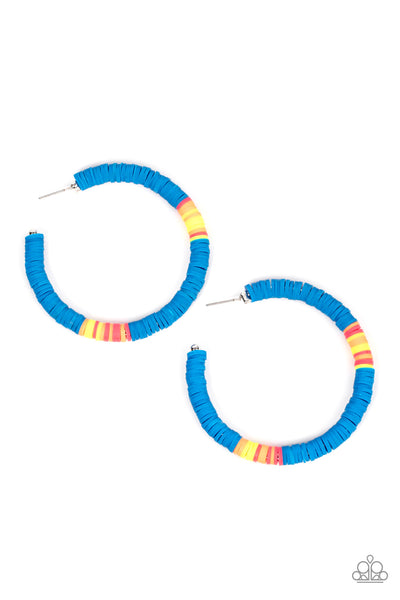 Colorfully Contagious - Blue Hoop Earrings Paparazzi Accessories