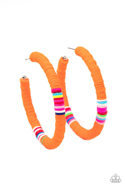 Colorfully Contagious - Orange Hoop Earrings Paparazzi Accessories