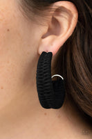 Rural Guru Black Suede Hoop Earrings Paparazzi Accessories