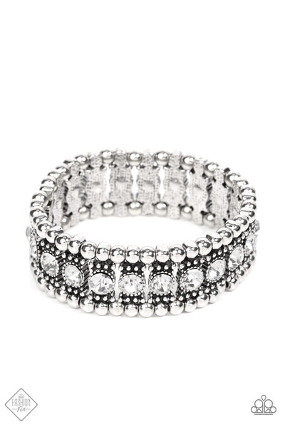 Ritzy Reboot - White FF Bling Bracelet Paparazzi Accessories