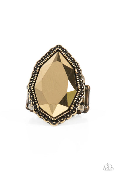 Avant-GRANDEUR Brass Bling Ring Paparazzi