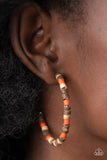 Effortlessly Earthy Orange Brown Hoop Earrings Paparazzi