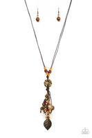 Knotted Keepsake Orange Brass Necklace Paparazzi Accessories