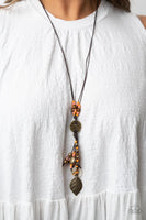 Knotted Keepsake Orange Brass Necklace Paparazzi Accessories