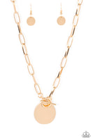 Tag Out Gold Disc Toggle Necklace Paparazzi Accessories