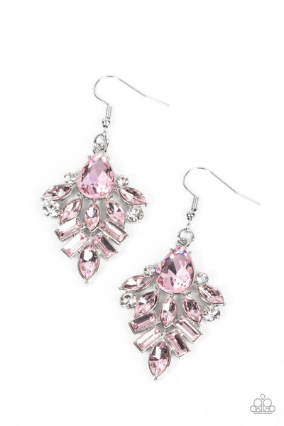 Stellar-escent Elegance Pink Rhinestone Earrings Paparazzi Accessories