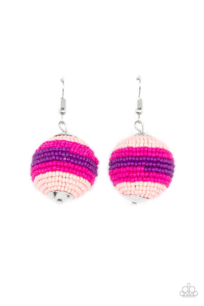 Zest Fest Pink Purple Seed Beads Earrings Paparazzi Accessories