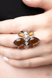 TRIO Tinto Glassy Brown Bling Ring Paparazzi