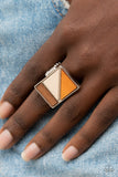 Happily EVERGREEN After Orange Brown Wood Ring Paparrazi Accessories