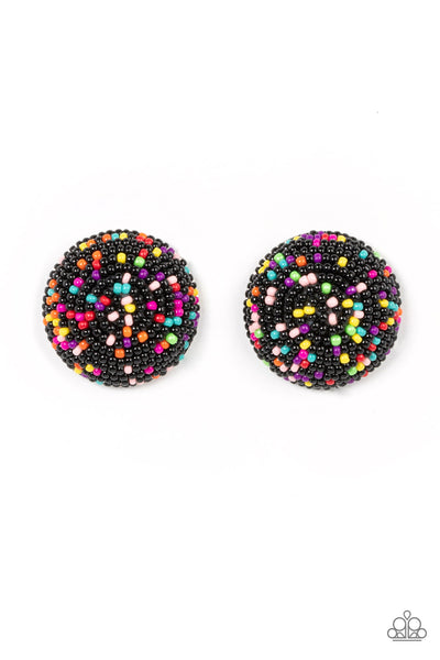 Kaleidoscope Sky Black Seed Bead Earrings Paparazzi Accessories