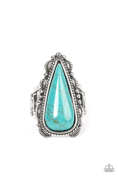 Canyon Collector Blue Turquoise Big Stone Ring Paparazzi Accessories