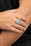 Pyramidal Powerhouse White Mens Rhinestone Ring Paparazzi