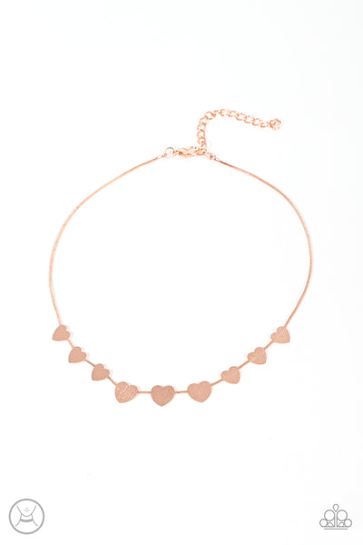 Dainty Desire Copper Heart Choker Necklace Paparrazi Accessories