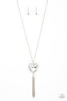 Finding My Forever White Bling Heart Necklace Paparazzi Accessories