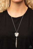 Finding My Forever White Bling Heart Necklace Paparazzi Accessories