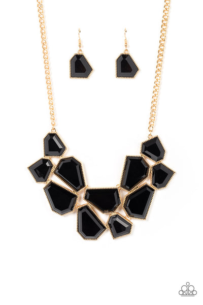 Double-DEFACED - Gold Black Necklace Paparazzi Accessories