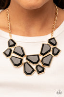 Double-DEFACED - Gold Black Necklace Paparazzi Accessories