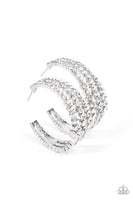 Cosmopolitan Cool White Bling Hoop Earrings Paparazzi Accessories