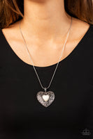 Wholeheartedly Whimsical White Stone Heart Necklace Paparazzi Accessories