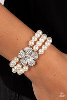 Park Avenue Orchard White Pearl Bling Bracelet Paparazzi Accessories