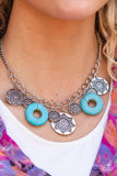 Western Zen Blue Turquoise Necklace Paparazzi Accessories