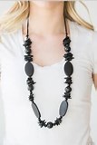 Paparazzi Accessories Carefree Cococay Black Wood Necklace Long