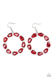 Paparazzi Accessories Ring Around The Rhinestones - Red Gems - Earrings