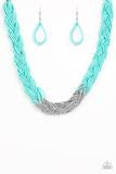 Paparazzi Accessories Brazilian Brilliance - Blue Silver Seed Bead Necklace