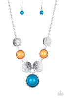 Paparazzi Bohemian Bombshell Multi Necklace Blue Silver Orange