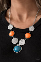 Paparazzi Bohemian Bombshell Multi Necklace Blue Silver Orange