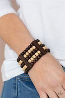 PAPARAZZI ACCESSORIES CARIBBEAN CATWALK BROWN WOOD BRACELET