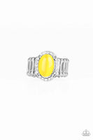 Paparazzi Accessories Laguna Luxury Yellow Ring Bling Silver