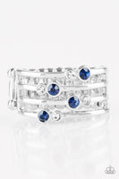 Paparazzi Accessories Sparkle Showdown Blue Ring Silver Bling