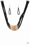 Paparazzi Walk the Walkabout Gold Necklace Black Suede