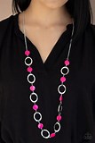 Paparazzi Shell Your Soul Pink Necklace Long Silver